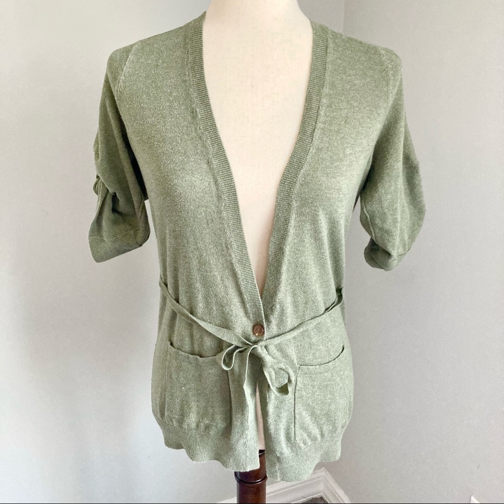 GAP Olive Green Cotton Knit Cardigan Sweater